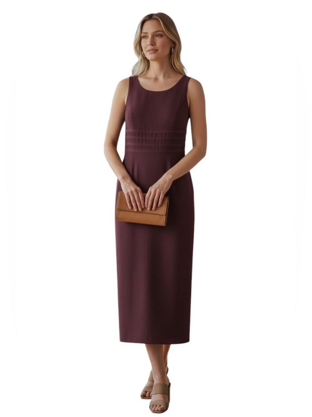 VTG 90s Andrea Polizzi for Rex Lester Cage Back Maxi Dress Plum Purple 10